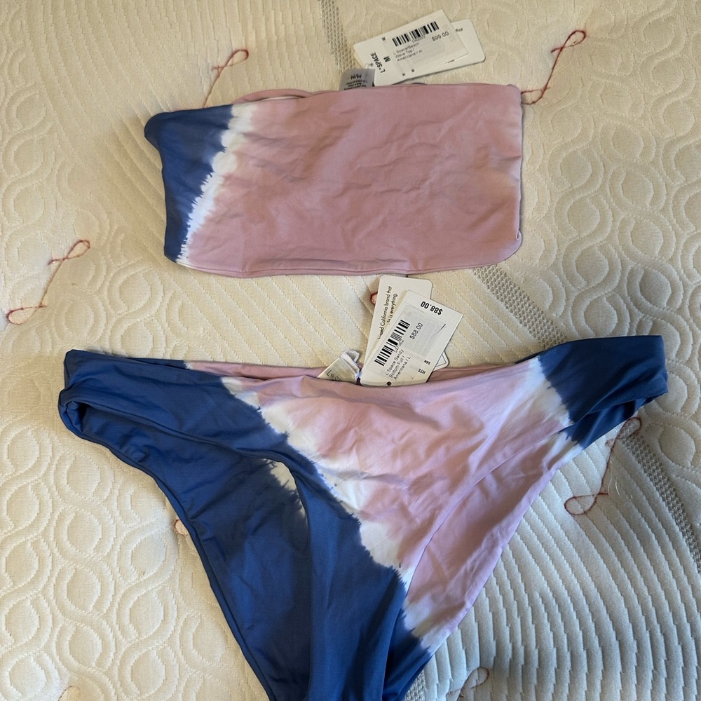 Pink and Blue Tie-Dye Bikini Set